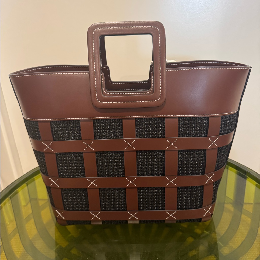 Staud Brown And Black Geometric Tote Bag